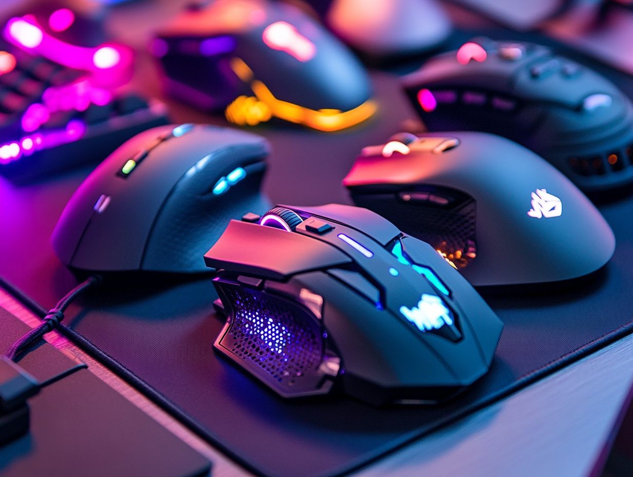 A guide illustrating key features for selecting a gaming mouse for streaming.