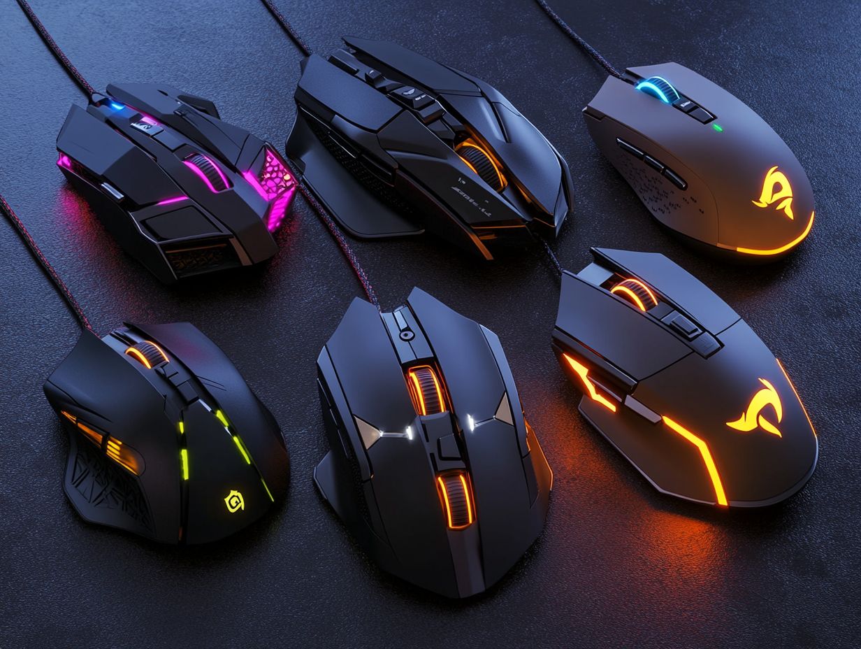 A sleek Corsair M65 Pro RGB gaming mouse showcasing vibrant RGB lighting