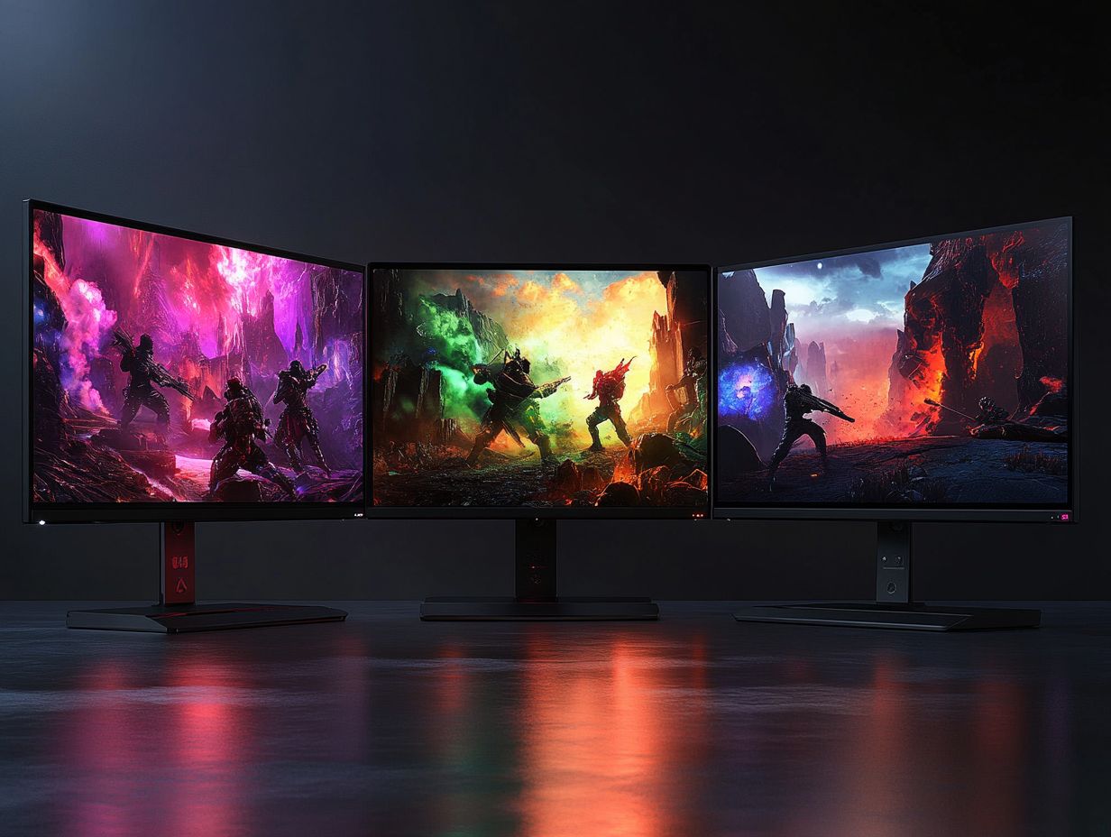 A visual comparison of the top 5 gaming monitors with the best color accuracy.