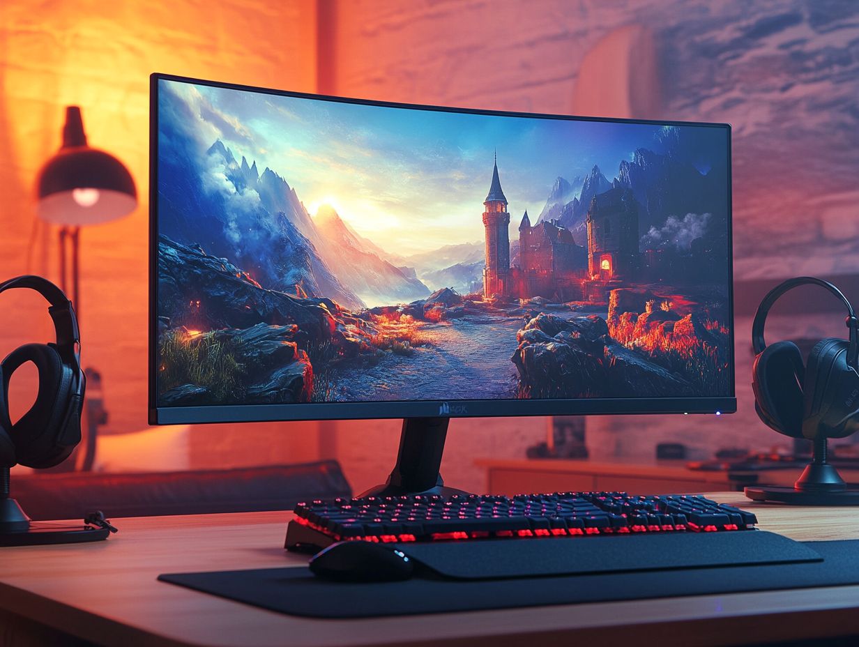 Gaming monitor with important features highlighted