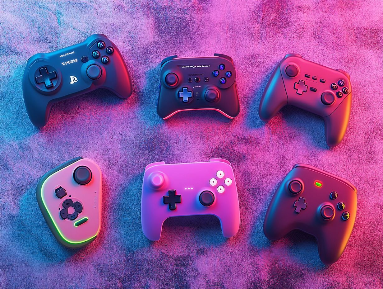 Five unique game controllers