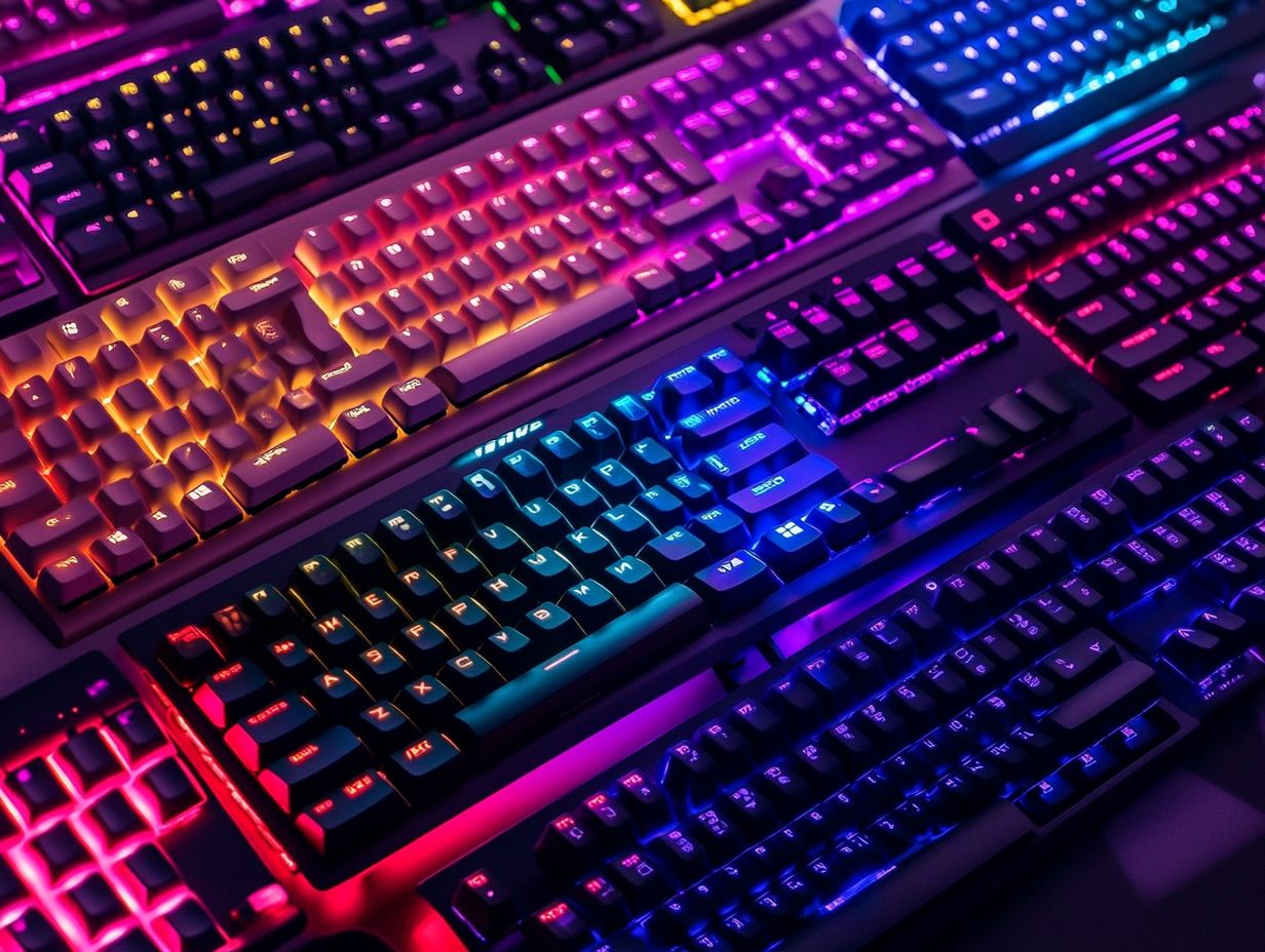 Diagram showing various customization options for gaming keyboards