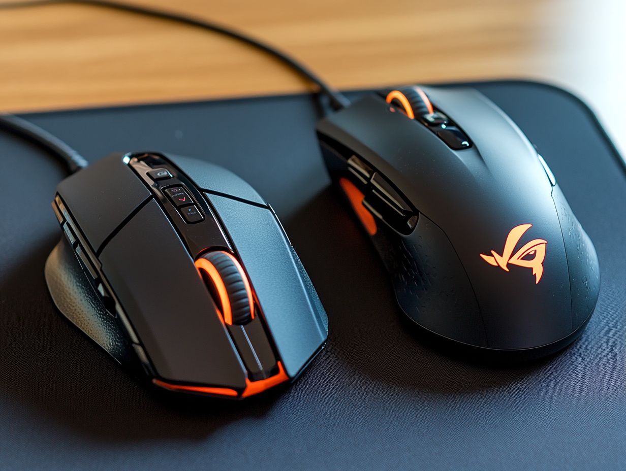 Image illustrating factors to consider when choosing between laser and optical gaming mice