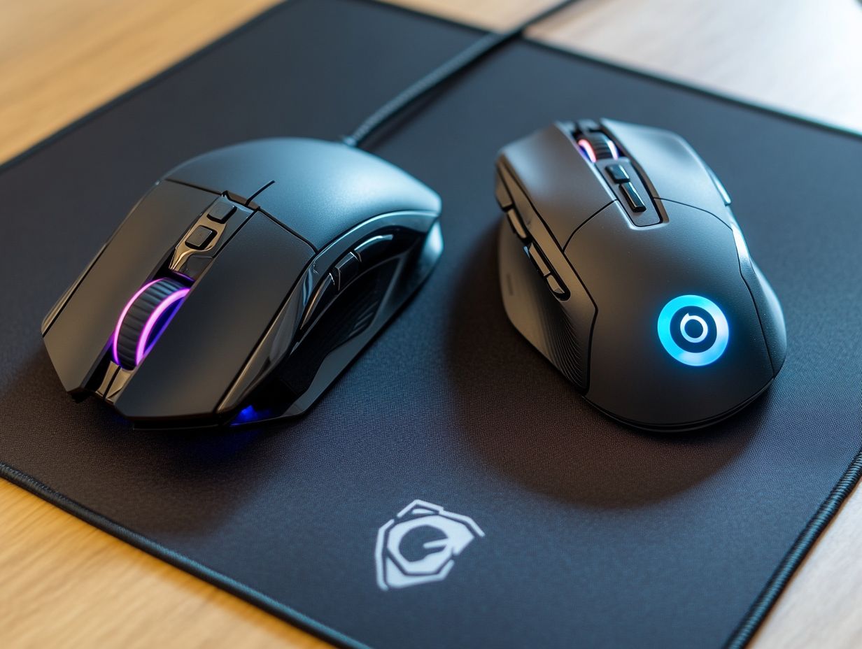 What are the main differences between laser and optical gaming mice?