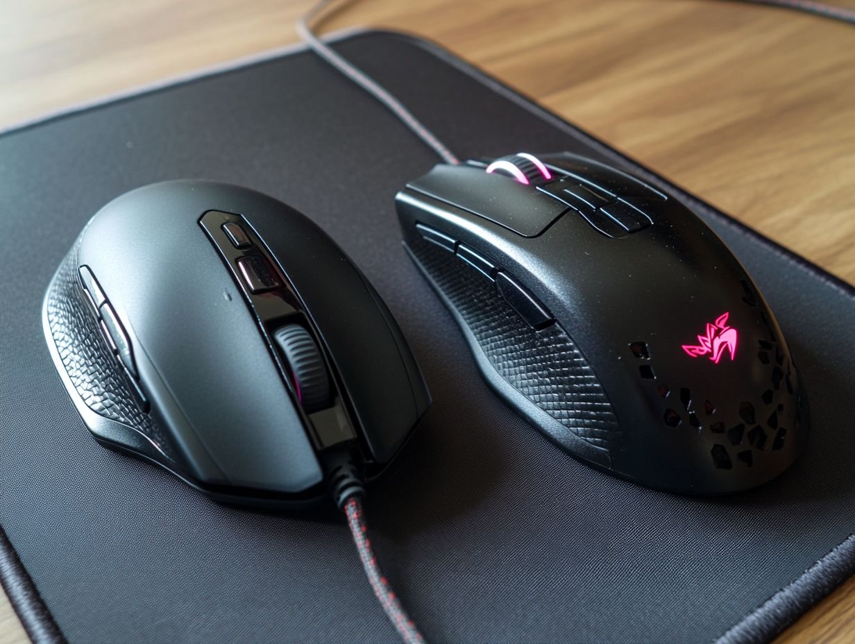 Image comparing laser and optical gaming mice