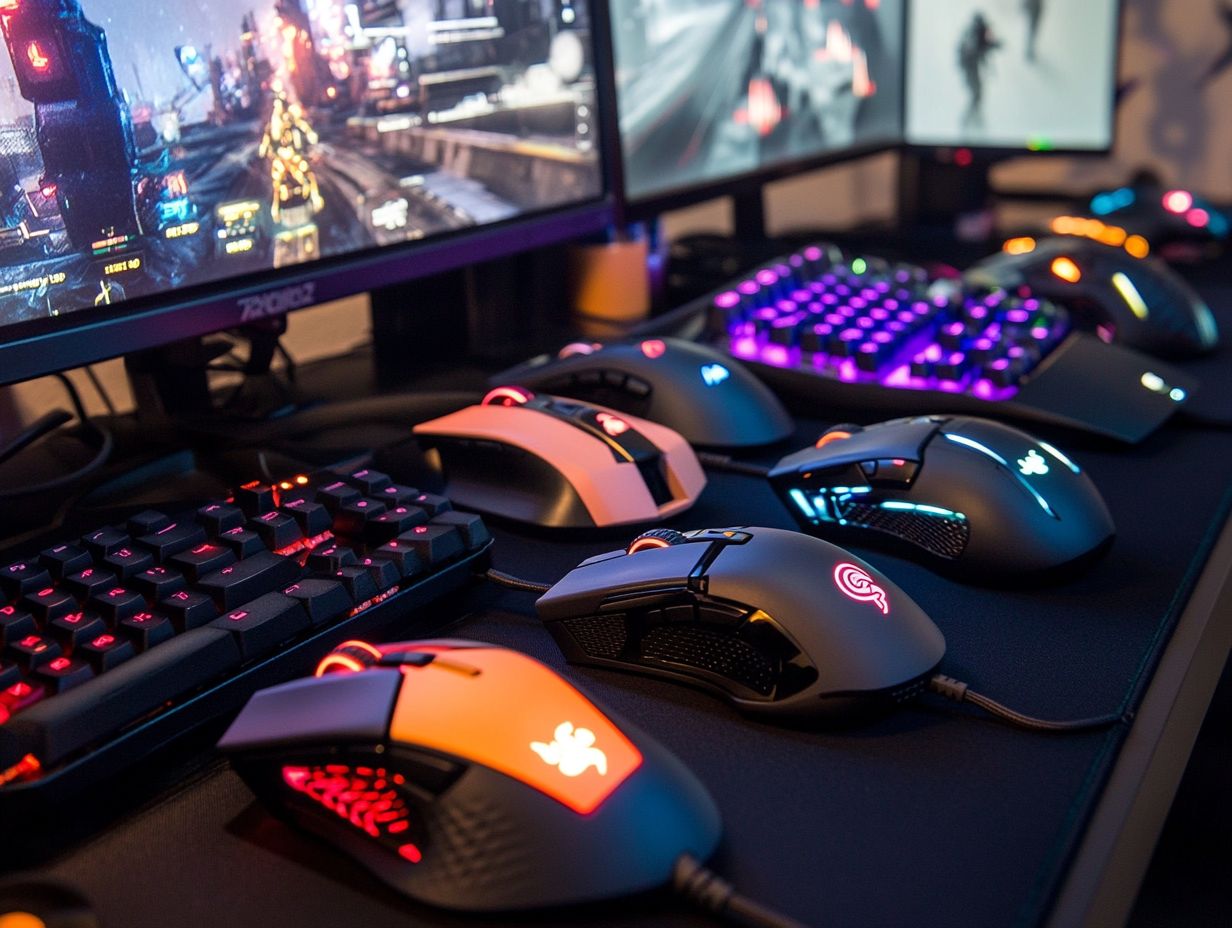 An infographic displaying customization options for gaming mice.