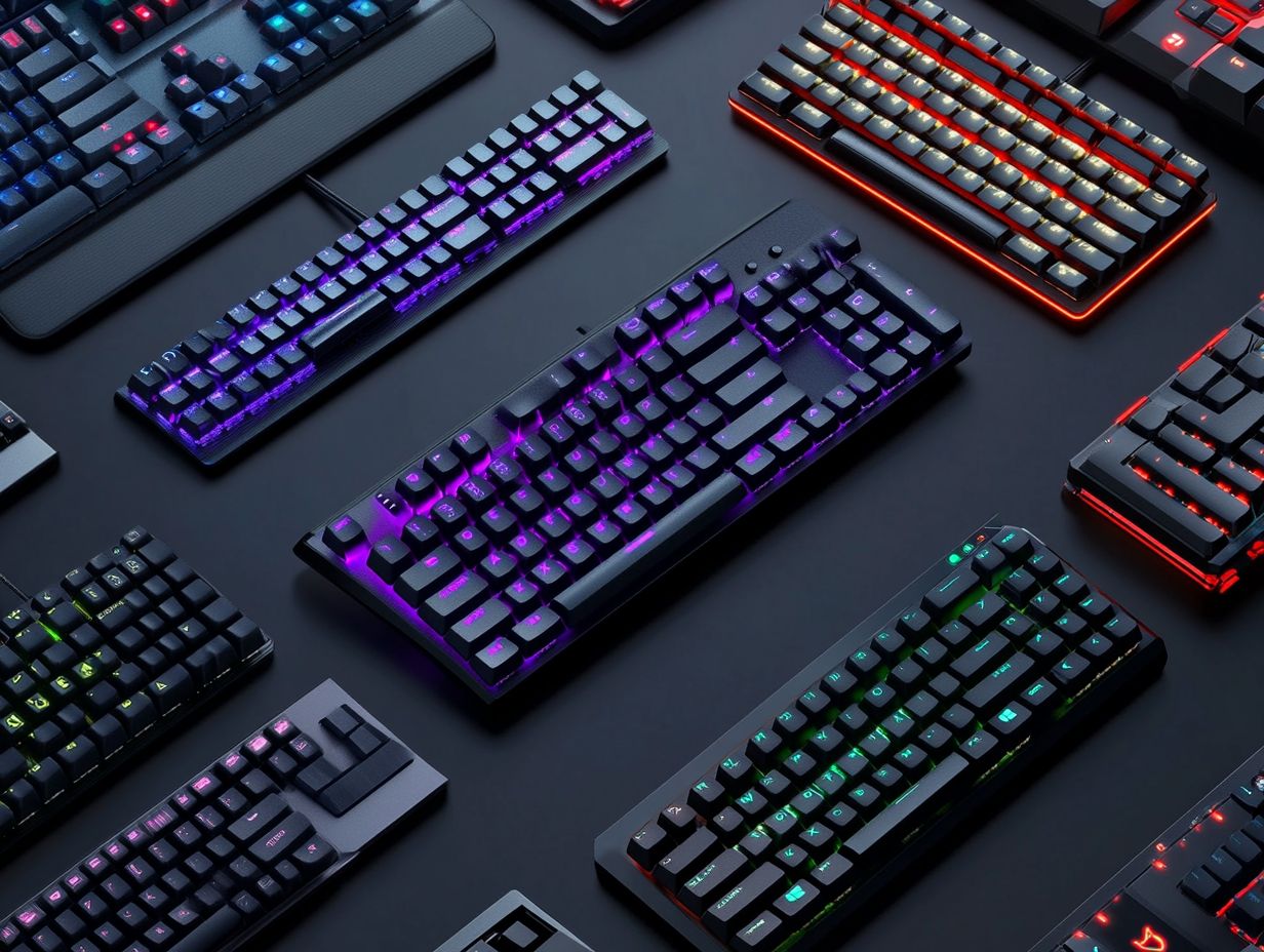 A selection of gaming keyboards showcasing various key feels.