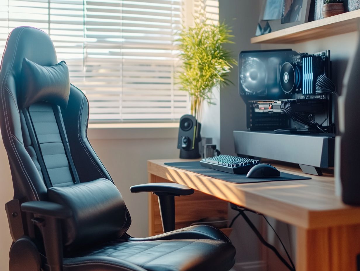 Different styles of gaming chairs for home office use.