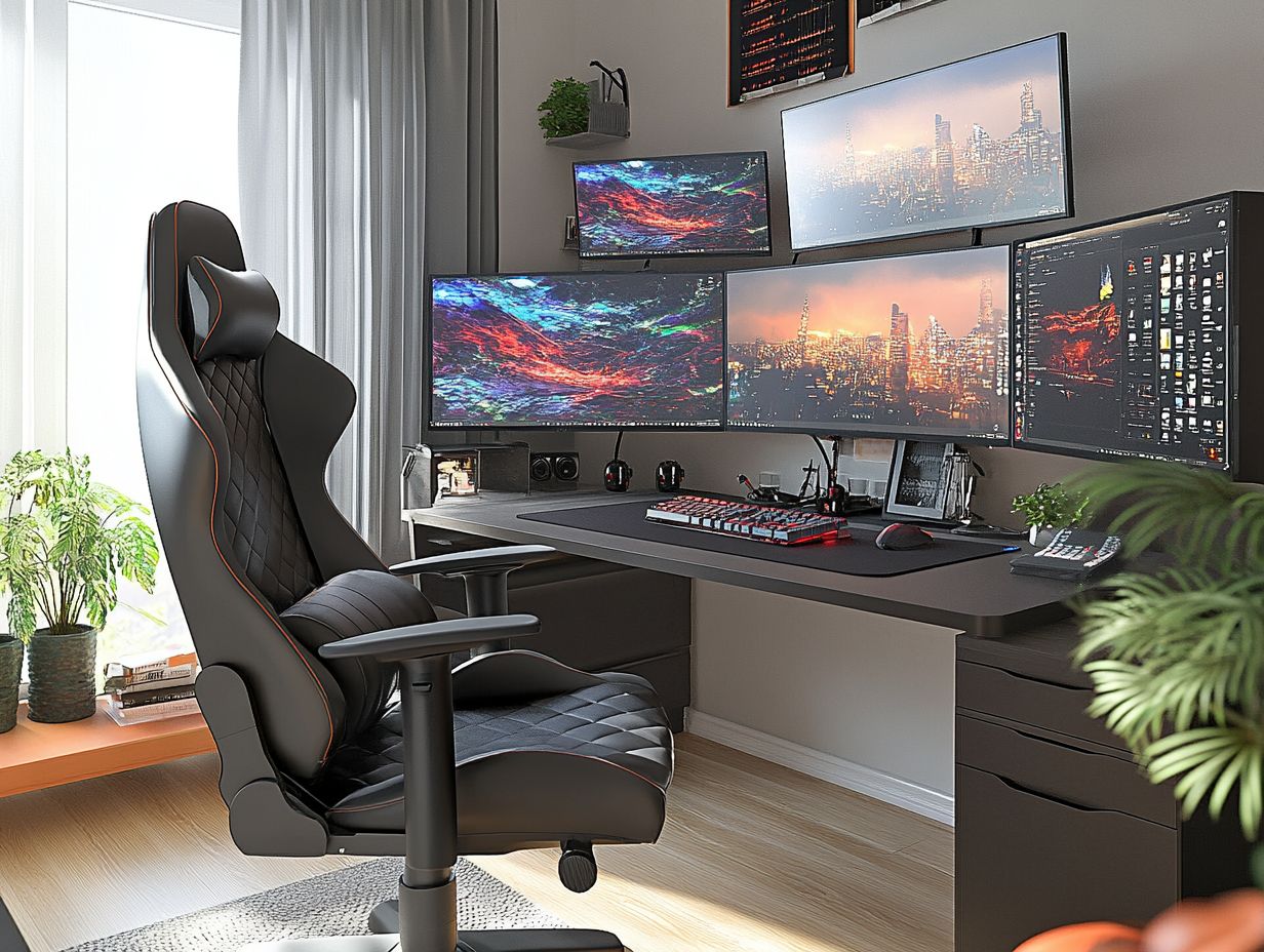 A collection of gaming chairs showcasing various designs and features.