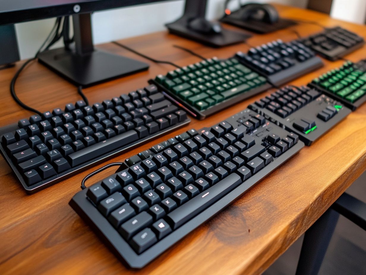 Image of a variety of keyboards with detachable cables.