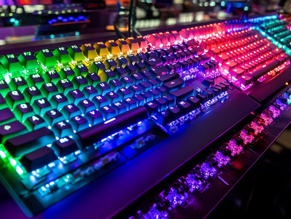 Best features in RGB keyboards for gamers in 2024, showcasing customizable lighting and mechanical switches