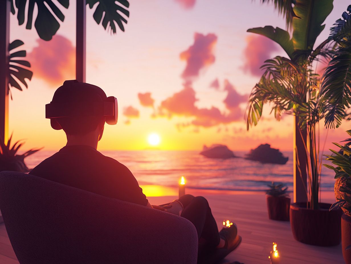 A calm nature scene representing the benefits of VR for relaxation.