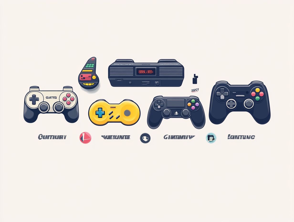 A timeline showcasing the evolution of game controllers