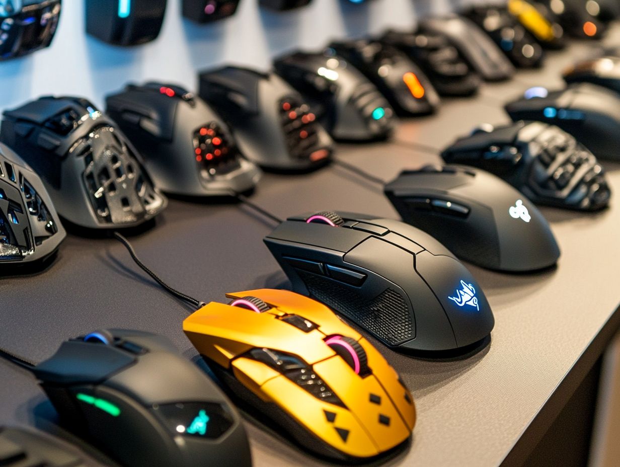 An informative graphic detailing the evolution of gaming mice over the years.