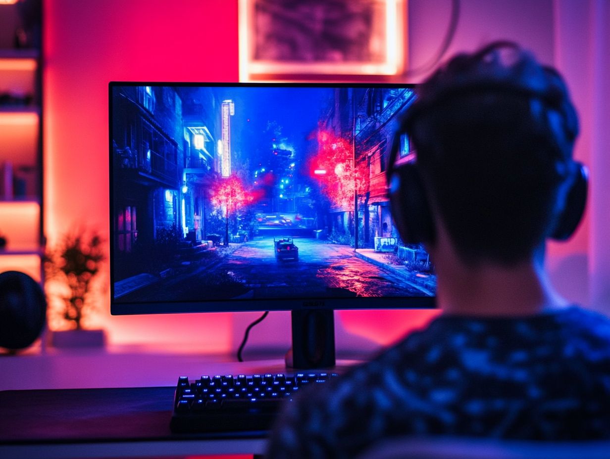 How does the contrast ratio affect image quality in gaming monitors?