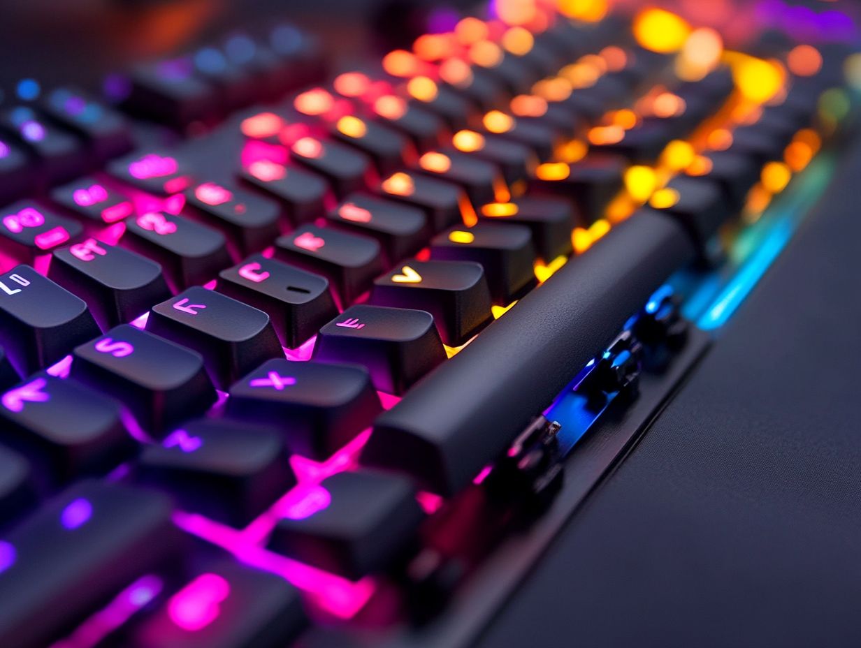 A colorful gaming keyboard setup that enhances the gaming experience.