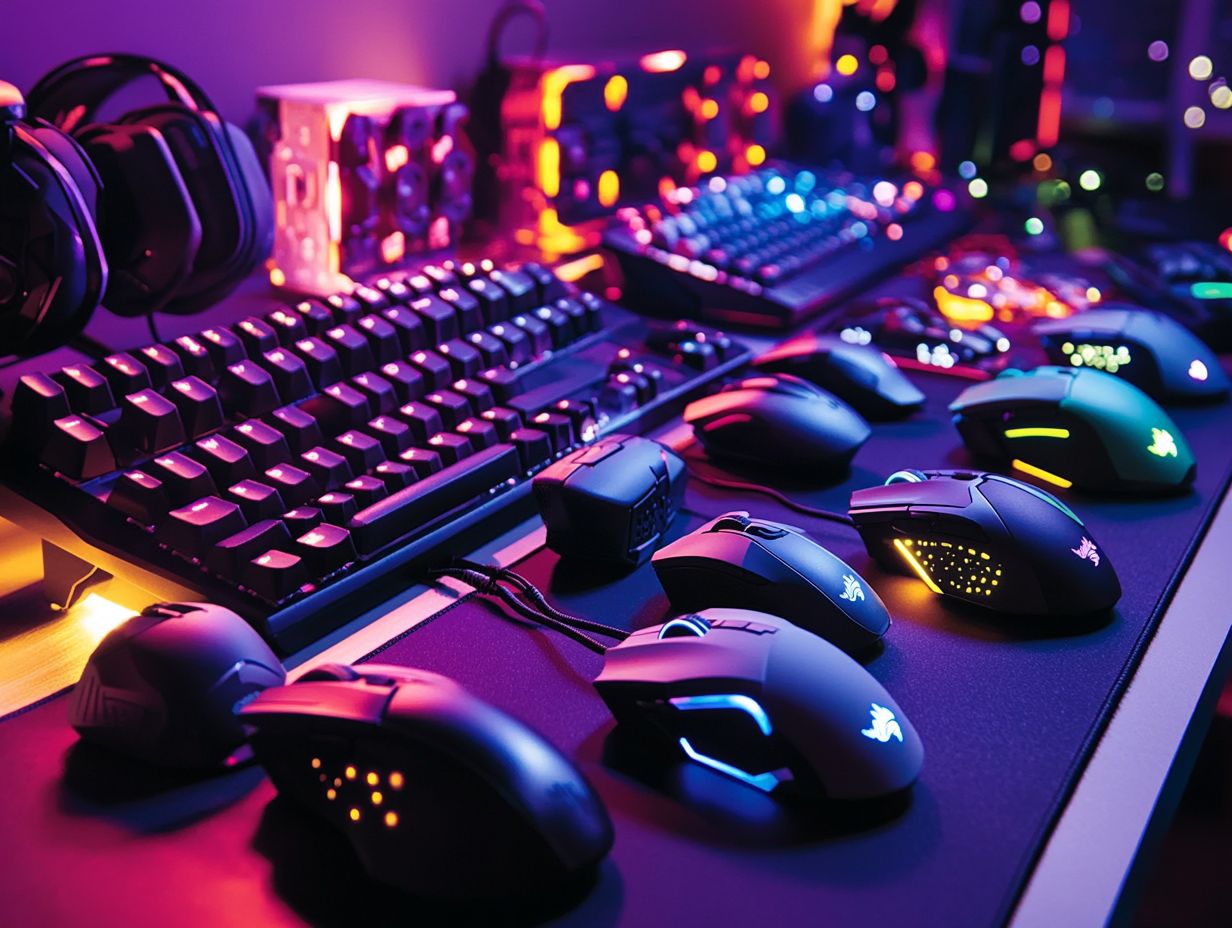 Different styles of gaming mice showcased