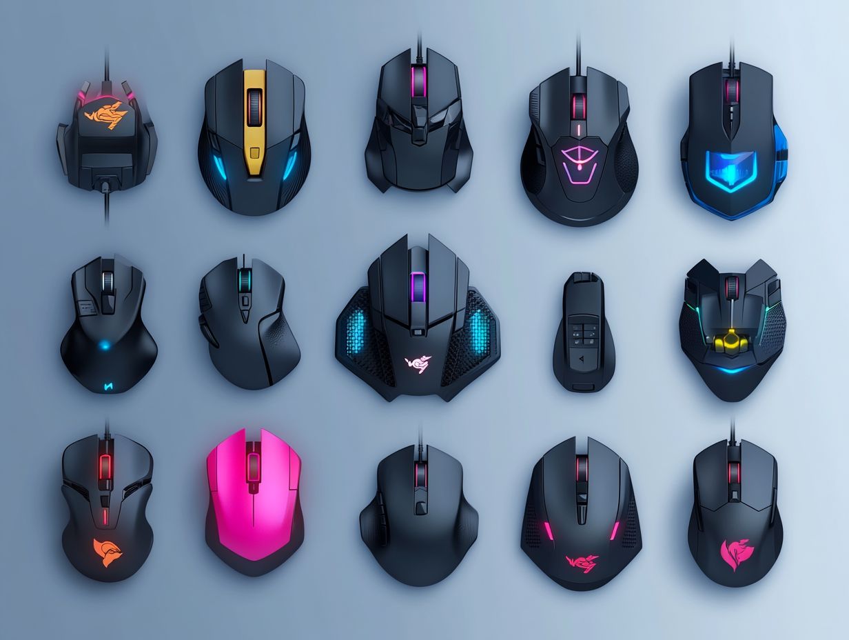 Graphic showing frequently asked questions about gaming mice.